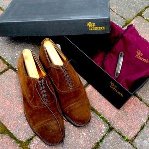 Allen Edmonds brown suede Byron oxfords